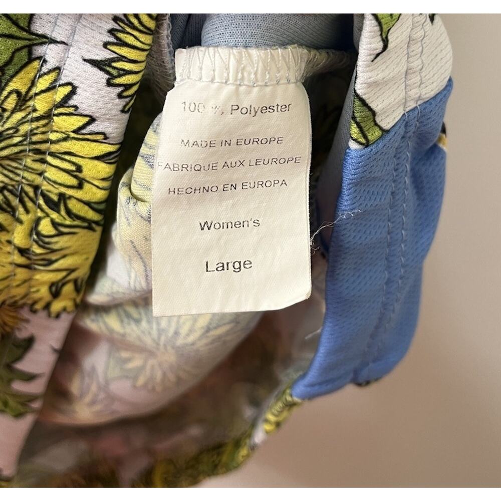 Primal SIZE Large Short-Sleeve Cycling Jersey Floral Lion Print Zip blue yellow - Picture 5 of 8